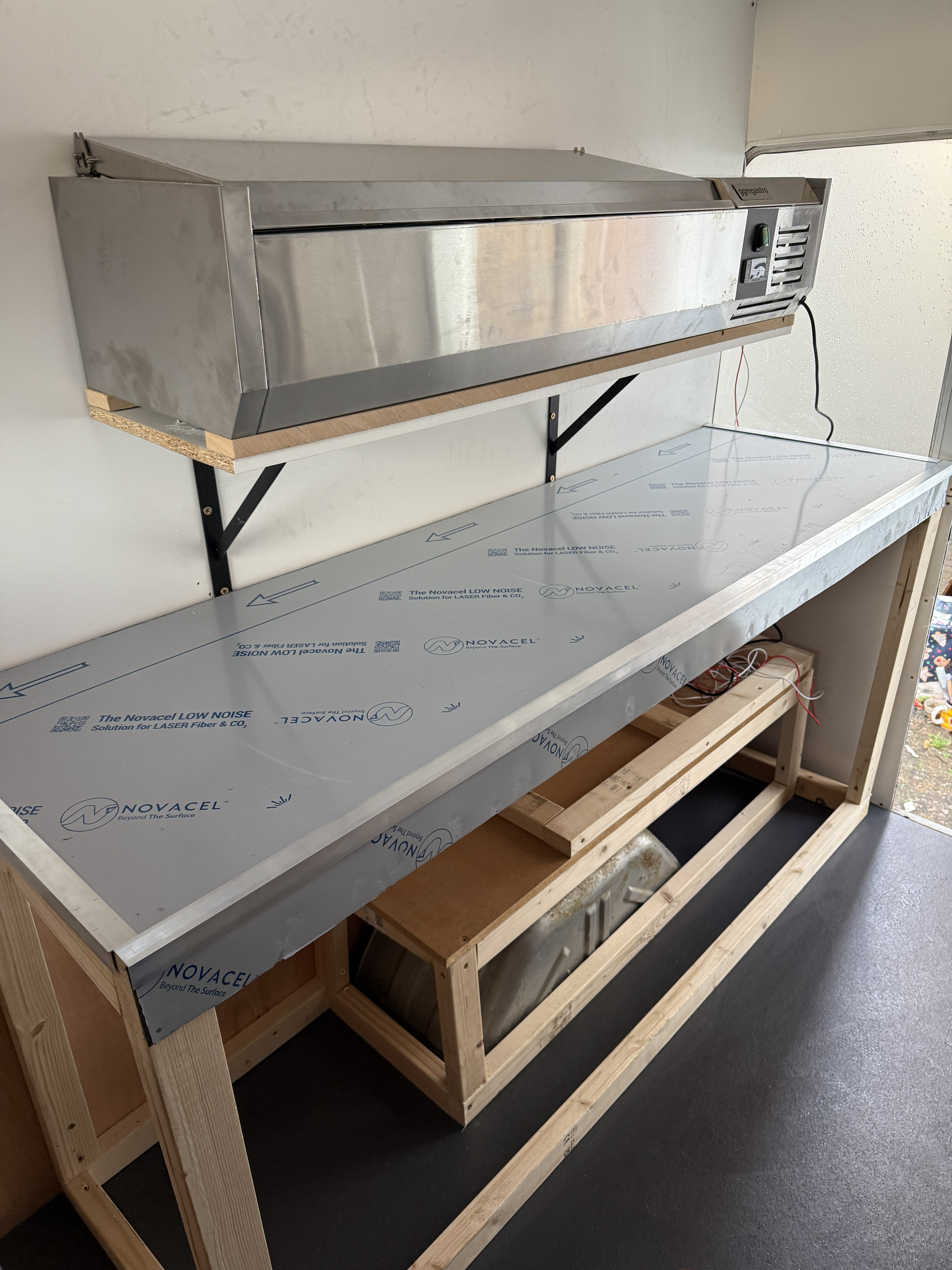 Second stainless steel worktop section inside Betty